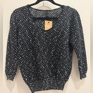 Knot Sisters Black and White Sweater